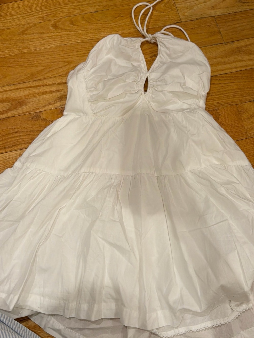 Anthropologie White Smocked Halter Dress